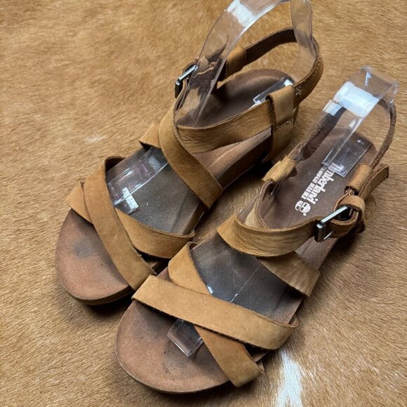 Timberland Leather Strappy Sandals – Women’s Size 9 – Brown Nubuck Cork Footbed - Picture 3 of 8